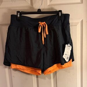 Love & Sports Navy and Orange Athletic Shorts